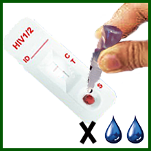 How to use HIV Home Kit rapid HIV instant test kits 8: Deposit 2 drops of HIV Home Kit buffer solution into the reservoir marked S with the blood